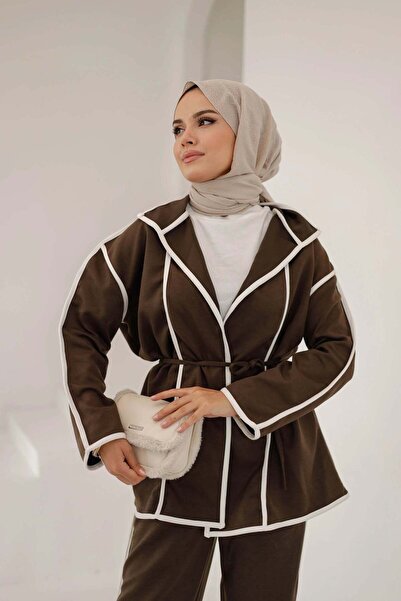 müqofficial طقم سترة وبنطلون - بني