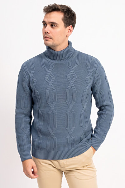 F&K Turtleneck Solid Color Men's Knitwear Sweater