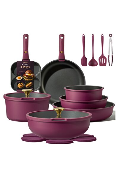 CAROTE 21-Piece Non Stick Cookware Set, Detachable Handle, Dishwasher Safe, P...