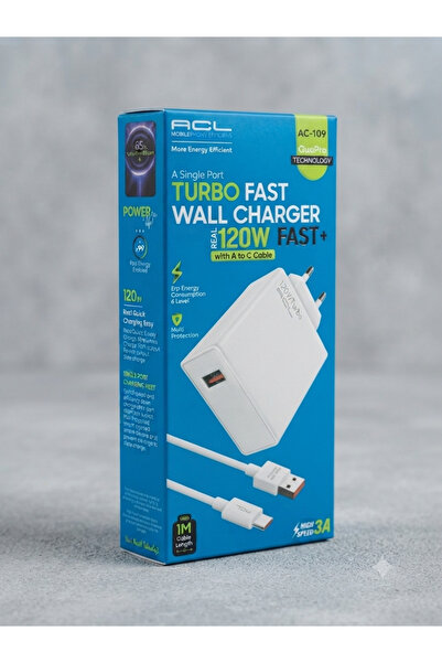 ACL Aura Akse 120W Turbo Fast Hızlı Şarj Aleti ve USB-A to Type-C Kablo Seti ...