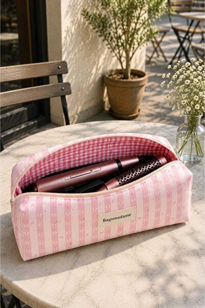 BagsMadame حقيبة سفر كبيرة الحجم بنمط شريطي مقاس XL لجهاز Airwrap وجميع أدوات...