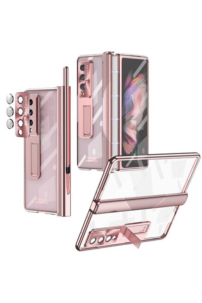 OEM Θήκη bumper συμβατή με Galaxy Z Fold 3, Διαφανής, από πολυκαρβονικό, Ροζ