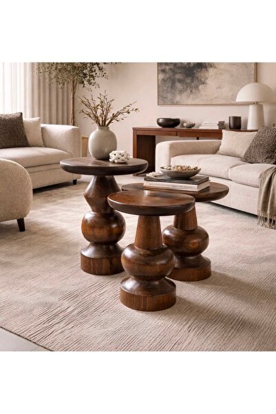 IHLAMUR WOOD DESİGN Mantar sehpa(satranç model)