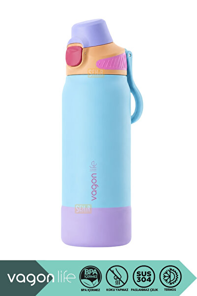 Vagonlife 700ml Yeni Koleksiyon Düz Renkli Pipetli/Pipetsiz Kullanım Kulplu K...