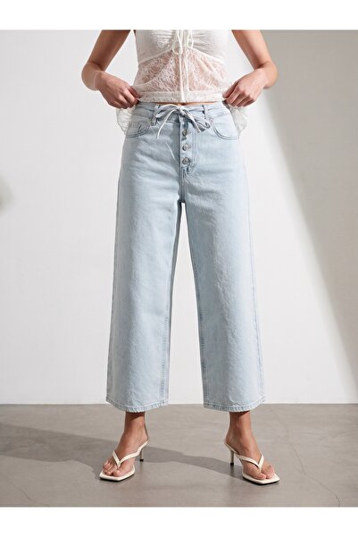 Dilvin 72345 %100 Pamuk Baggy Jean-Mavi
