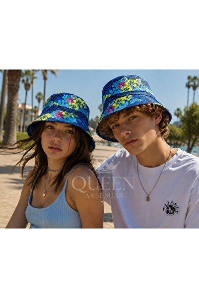 QUEEN AKSESUAR Unisex Colorful Floral Tropical Pattern Bucket Hat Fisherman C...