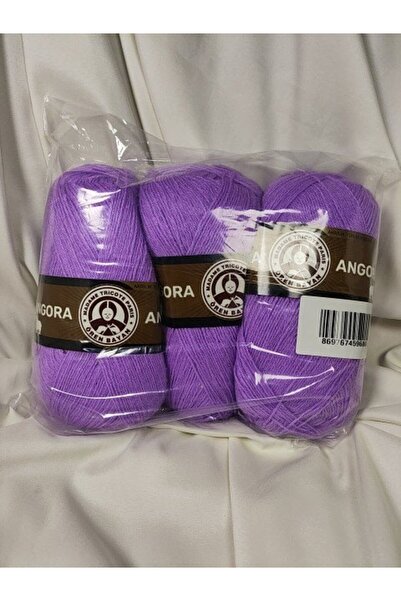Ören Bayan خيط أنجورا ليلك للحياكة اليدوية (3 قطع) - اللون: 056