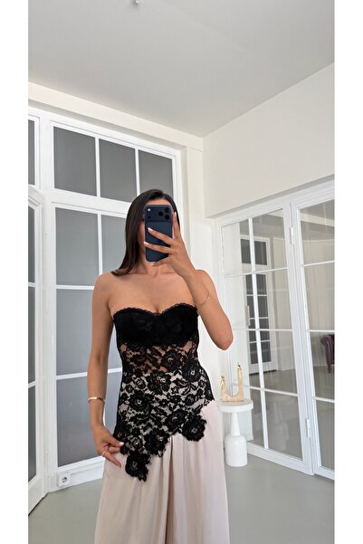 GAUS CO Siyah Dantel Detaylı Premium Korse GAUS-01810