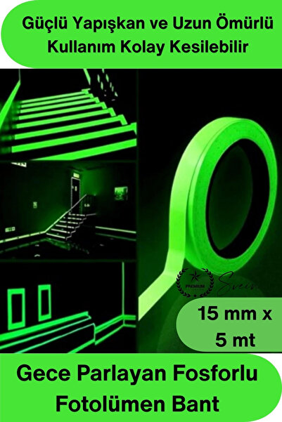 Svein #FosforluBant Gece Parlayan Fosforlu Fotolümen Bant 15mm x 5 Metre Kend...