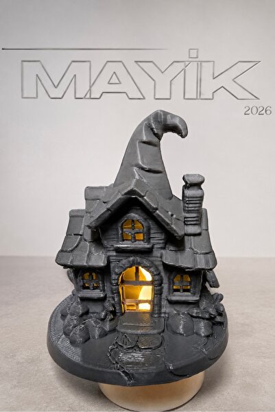 MAYİK2026 Büyük Boy Dekoratif Cadı Evi Led Mumluk Biblo