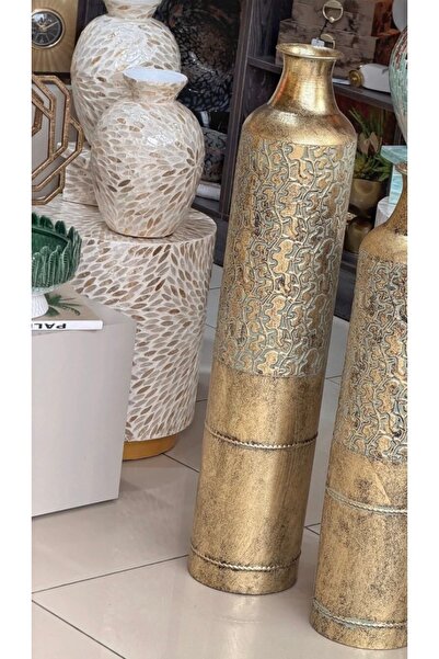 KARCILAR HOME STORE metal yer vazosu eskitme gold 20x95 cm