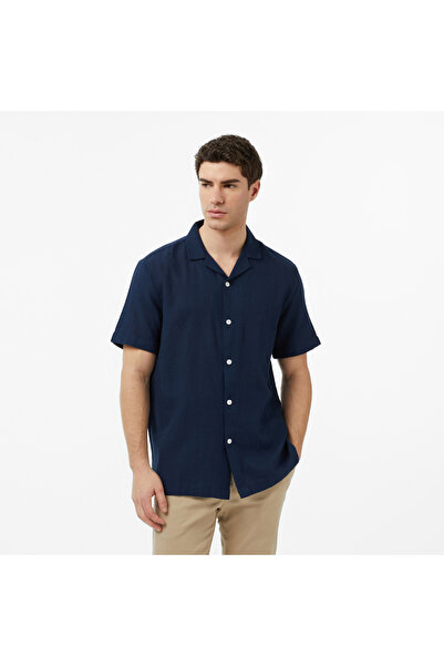 Nautica Erkek Lacivert Regular Fit Kısa Kollu Gömlek