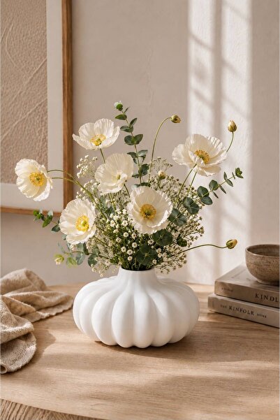 Yumuk Shop Terra Bloom Matte Look Ceramic Vase Nordic Modern Bohemian Decorat...