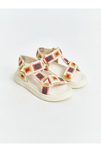 LC Waikiki Lcw Steps Beige Embroidered Girls' Sandals