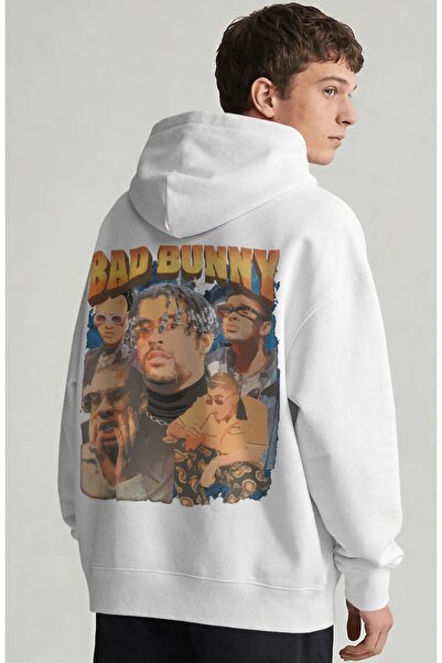 SEVBANO Bad Bunny Rapper Singer Back Printed Unisex Oversize Combed Cotton Ho...