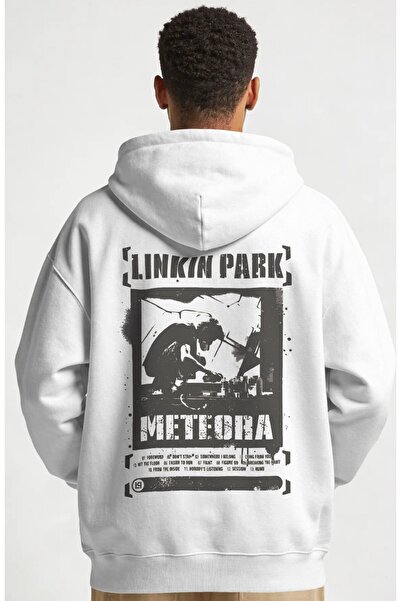 SEVBANO هودي من القطن الممشط بطباعة على الظهر من Linkin Park Meteora Rock Met...