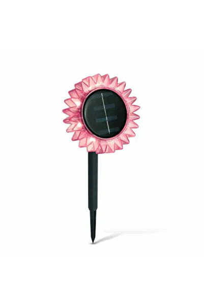 Promagg Lampă solară de grădină Floarea-soarelui, LED alb cald, 35 cm, Roz