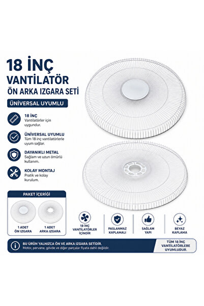 Baytech Kumtel KTF-295 ve Luxell 518 Beyaz 18 İNÇ Uyumlu Vantilatör Ön Arka I...