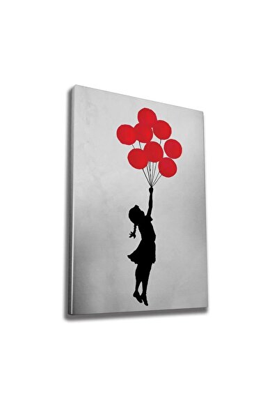 OEM Tablou decorativ pe pânză, model Banksy, fată cu baloane, 50x70x3 cm, 50%...