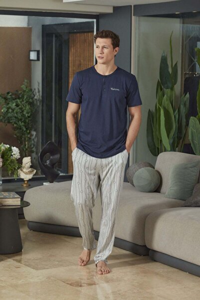 Cossy By Aqua Short Sleeve Patterned Men's Pajama Set Cossybyaqua 26951-m