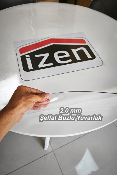 İzen Yuvarlak Şeffaf Buzlu 2,0 mm PVC Masa Örtüsü; Cam, Lake, Mermerde Yapışm...