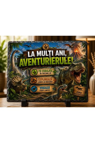 hiperborea Ardezie Personalizată –„La mulți ani, Aventurierule!” Dinozauri – ...