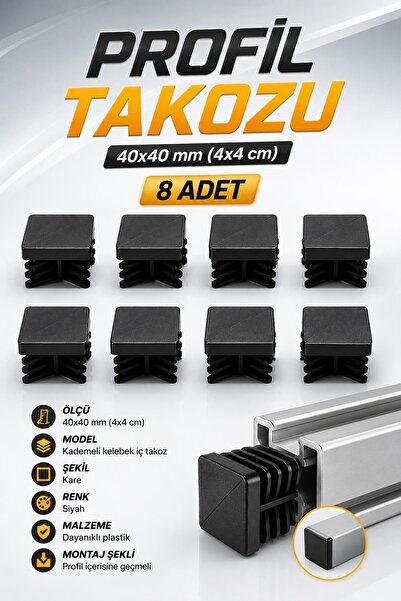 NZB 8 Adet Kademeli İç Kelebek Profil Takozu (40x40 mm) Kare Masa Sandalye Se...