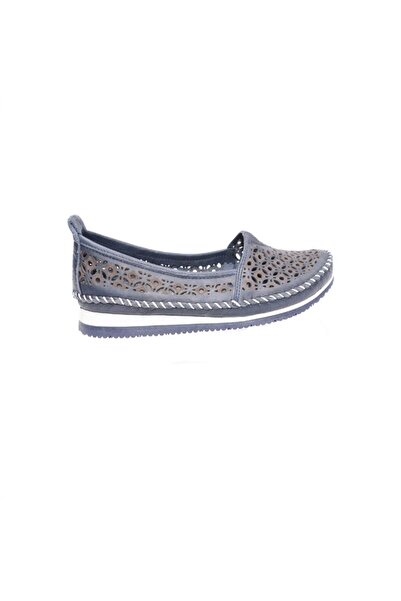 OEM Balerin bleumarin din piele moale cu design de perforatii fine