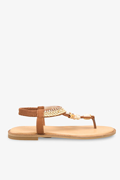İNNABUTİKK Daselya Women's Genuine Leather Sandals - Tan