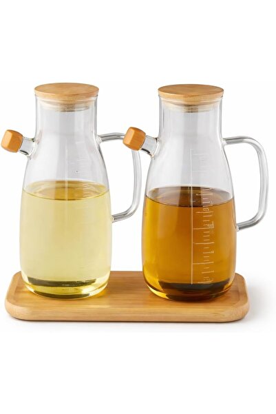 Yıldızan 2-Piece Glass Oil Pot with Bamboo Lid Borosilicate 1000 ml |   Leak-...