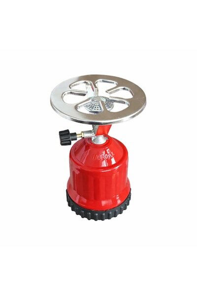 NURGAZ Mini aragaz pe gaz pentru călătorii, H 200 mm, arzător Ø 130 mm, roșu