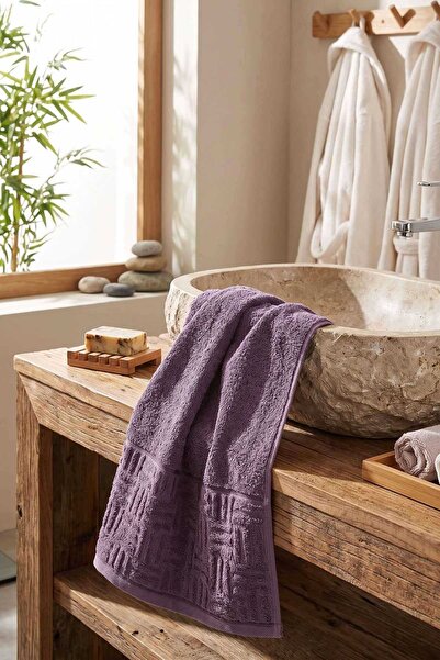 Mira Home Hand and Face Towel 50X90 cm 100% Cotton Partial Velvet Vento Plum