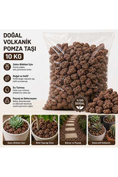 Genel Markalar Doğal Volkanik Pomza Taşı 20 L(10 KG)| Saksı Drenaj Taşı | Pey...