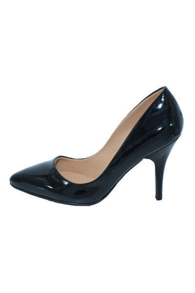 OEM Pantof negru cu toc cui si varf ascutit, model clasic tip stiletto