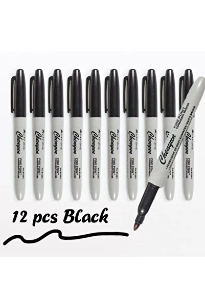 Choice1 12Pcs Black 12pcs Black/Muticolors Point Permanent Markers Perfect fo...
