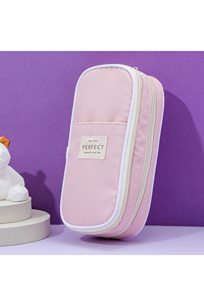 Choice3 Pink Simple Aesthetic Pencil Case Large Capacity Zipper Pen Pouch Por...