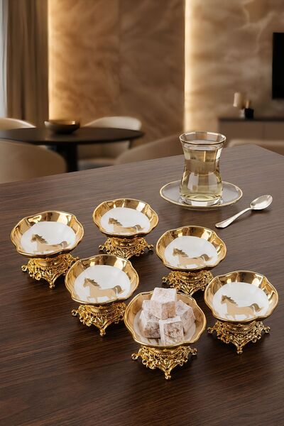 PLT Design Titanyum 6’lı Ayaklı Porselen Lokumluk Kahve Yanı Lokumluk