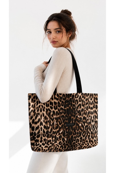 Caterina Collection Leopard Canvas Shoulder Bag