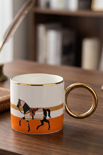 ALBETTO Luxury Porcelain Mug 200 ml Süvari Orange Gilded