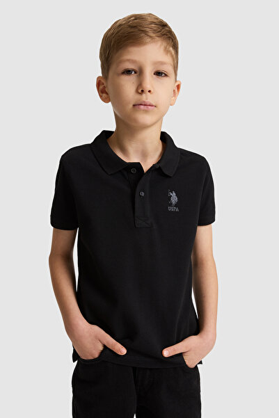 U.S. Polo Assn. Boy's Black Polo Collar Basic T-Shirt 50320118-Vr046
