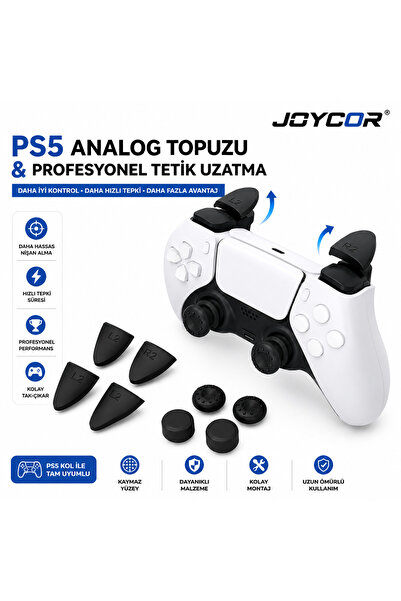 JOYCOR PS5 Analog Topuzu ve Uzatma Seti 8 Parça | DualSense Kol Uyumlu Kaymaz...