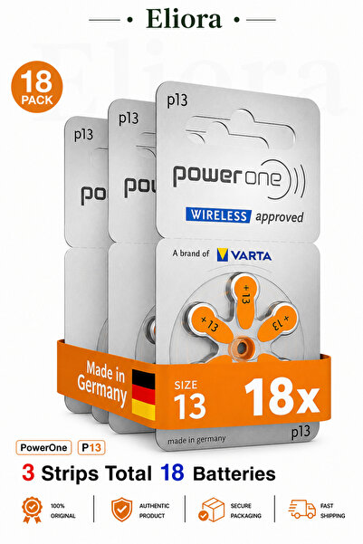 powerone بطاريات سماعات الأذن الأصلية عالية الجودة من باور ون 1.45 فولت P13 ع...
