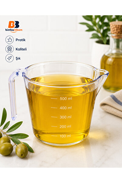bimbambom Ölçü Kabı, 500ml ölçek, Ölçü Bardağı 100ml,200ml,300ml,400ml 100mld...