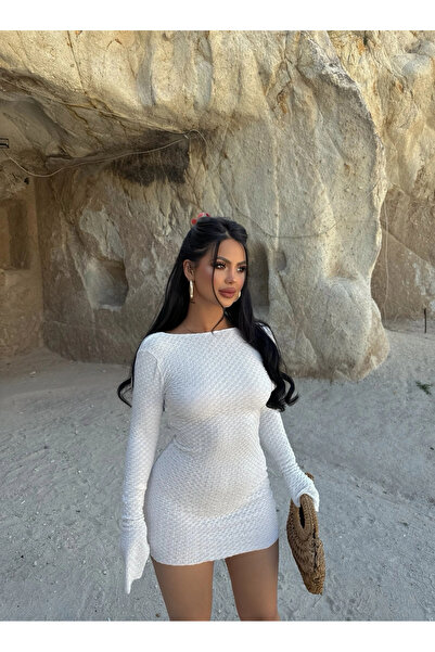 kırmızı butiks Φόρεμα - Λευκό - Bodycon