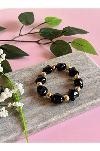 FLAWSOME JEWELRY STORE Heart-Shaped Colorful Stone Elastic Summer Beach Bracelet