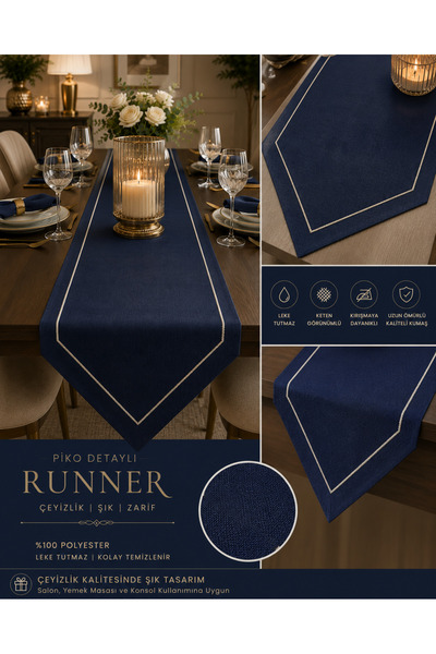 Zeren Home Piko Detaylı Çeyizlik Runner | Keten Görünümlü Dekoratif Salon ve ...