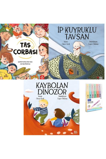 Redhouse Kidz Yayınları شوربة الحجر + أرنب بذيل حبل + مجموعة كتب ديناصور مفقو...