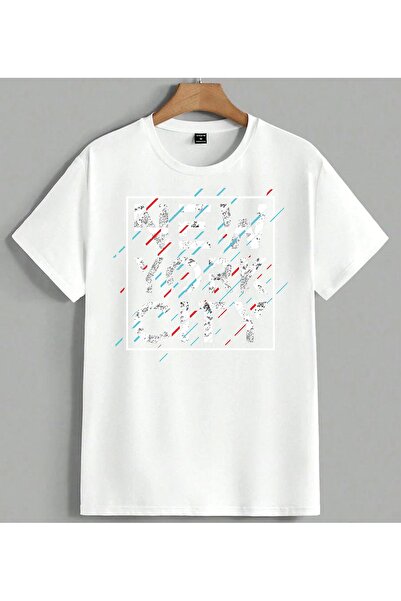 ELFERA Correction Print Map Design Printed Unisex Oversize T-Shirt White