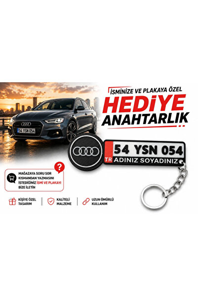 YSN SOUNDS Audi Logolu ve Plakalı Anahtarlık , Kişiye Özel - Hediyelik Audi A...