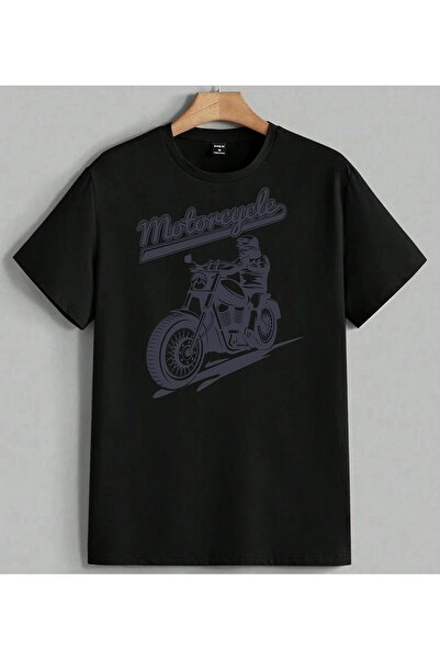 ELFERA تي شيرت للجنسين مطبوع عليه Motorcycle Biker Culture Retro باللون الأسود